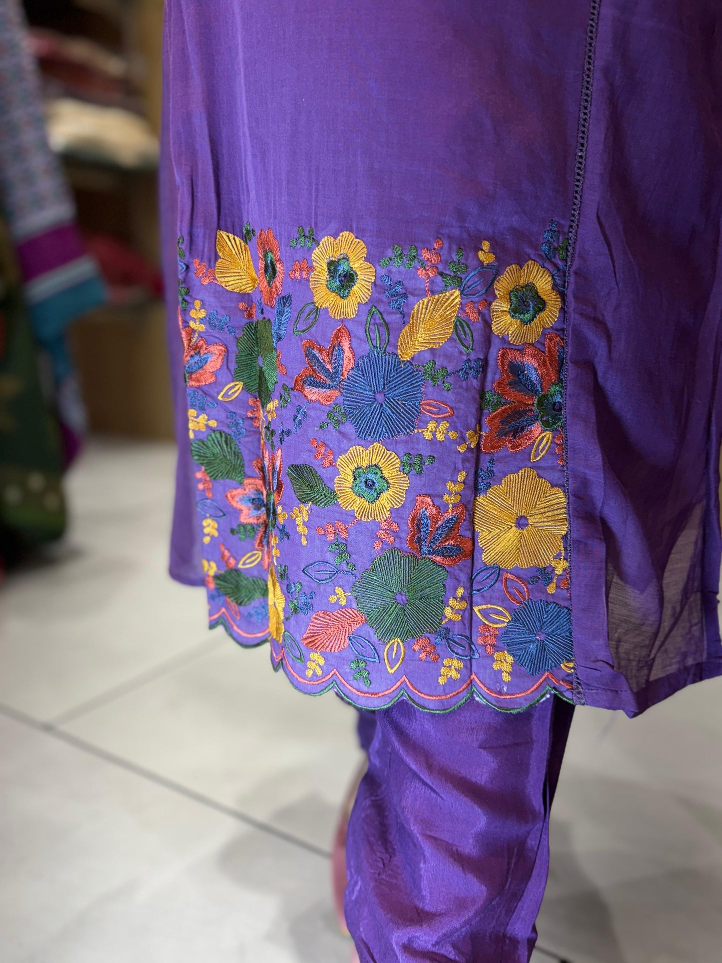 Banaras Mull Chanderi Purple 3pc Set