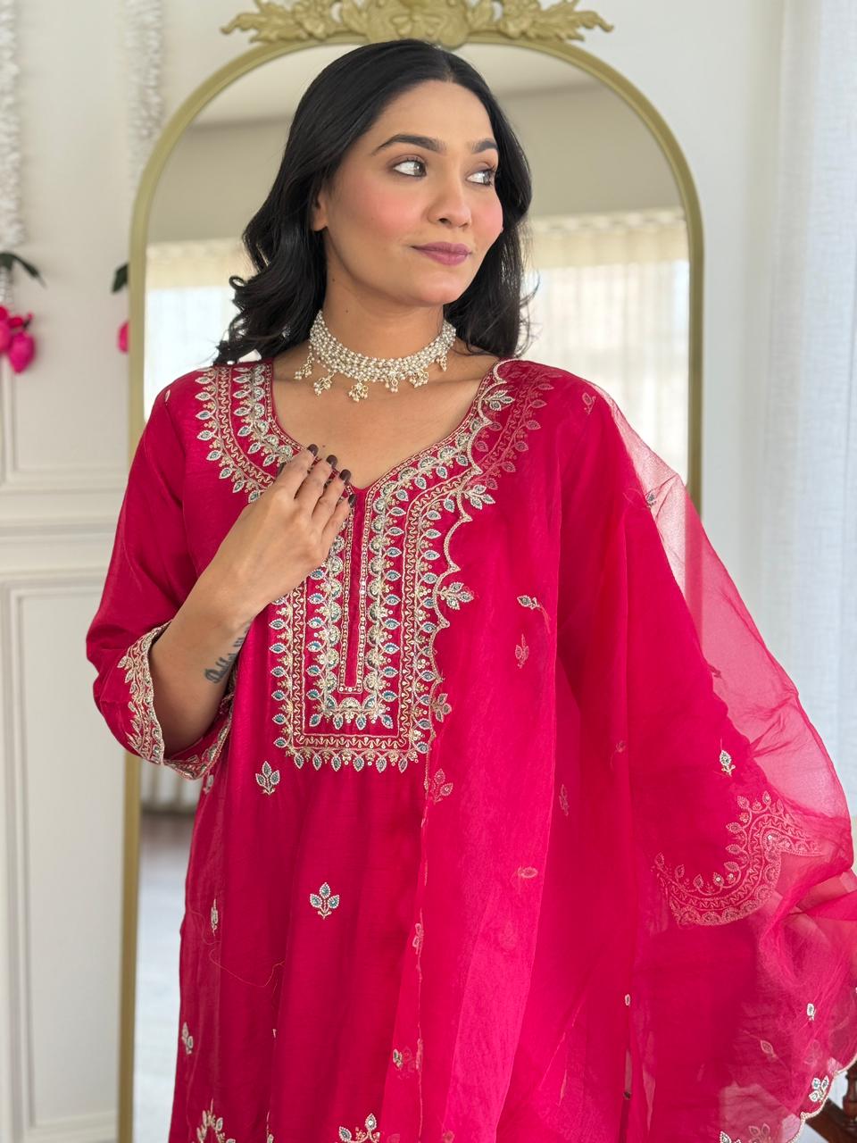 Dola Silk Rani Pink 3pc Set