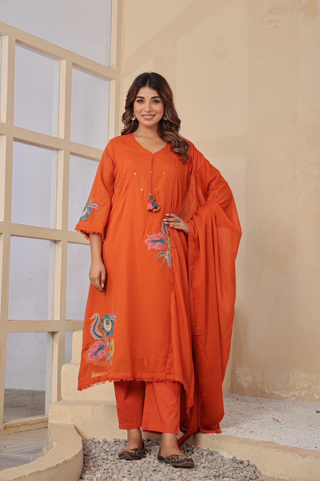 Mull Cotton Orange 3pc Set