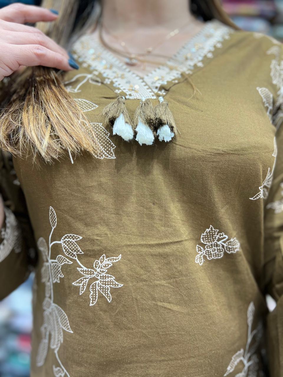 Cotton olive green 3pc Set