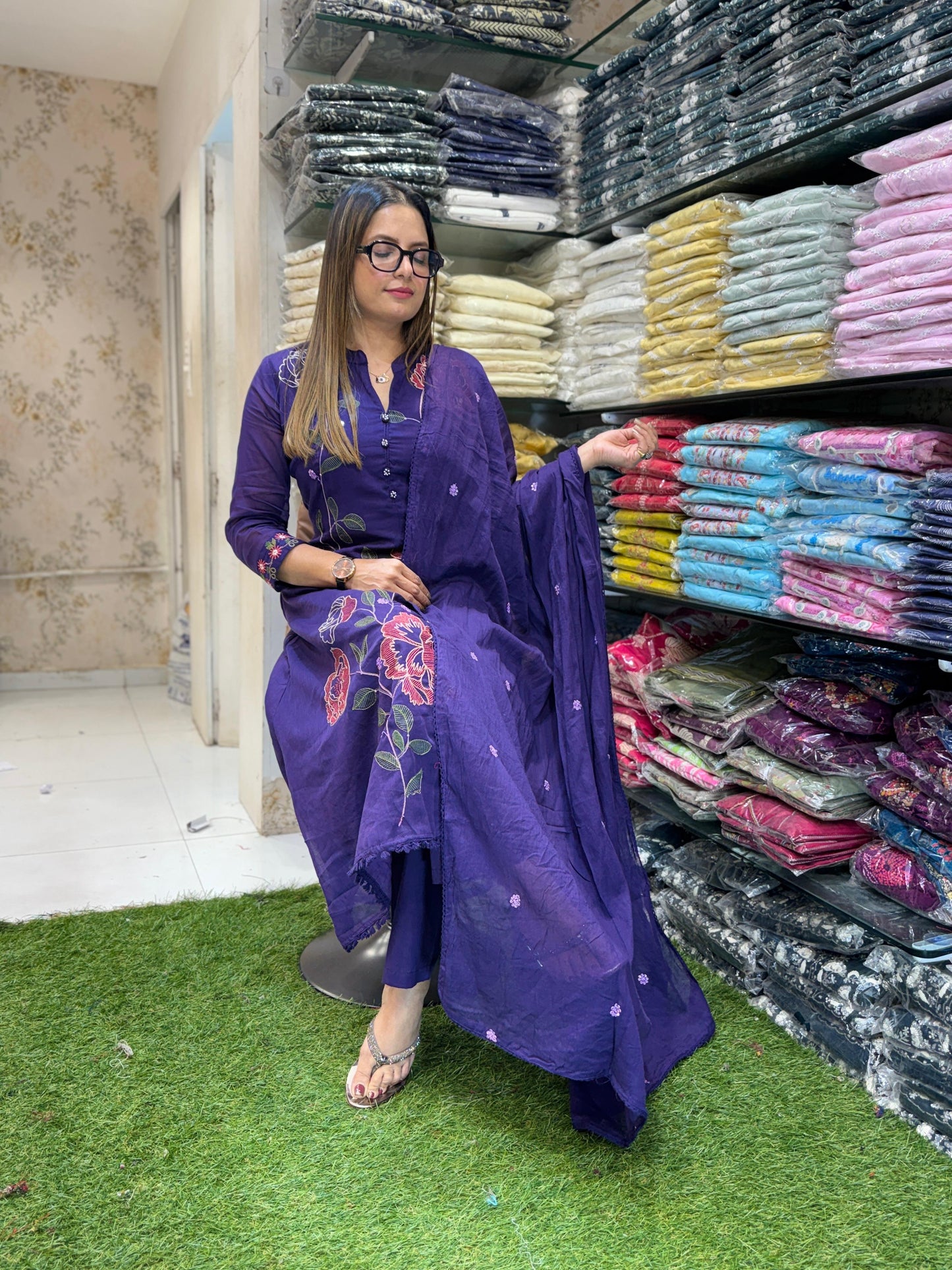 Mull Cotton Purple 3pc Set