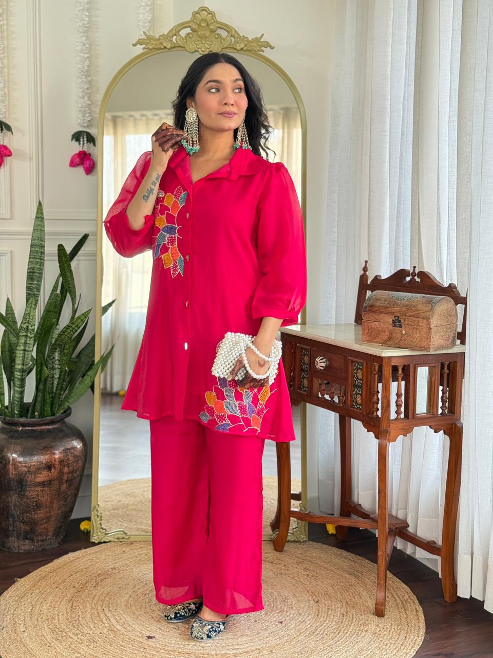 Mull Chanderi Pink 2pc Set