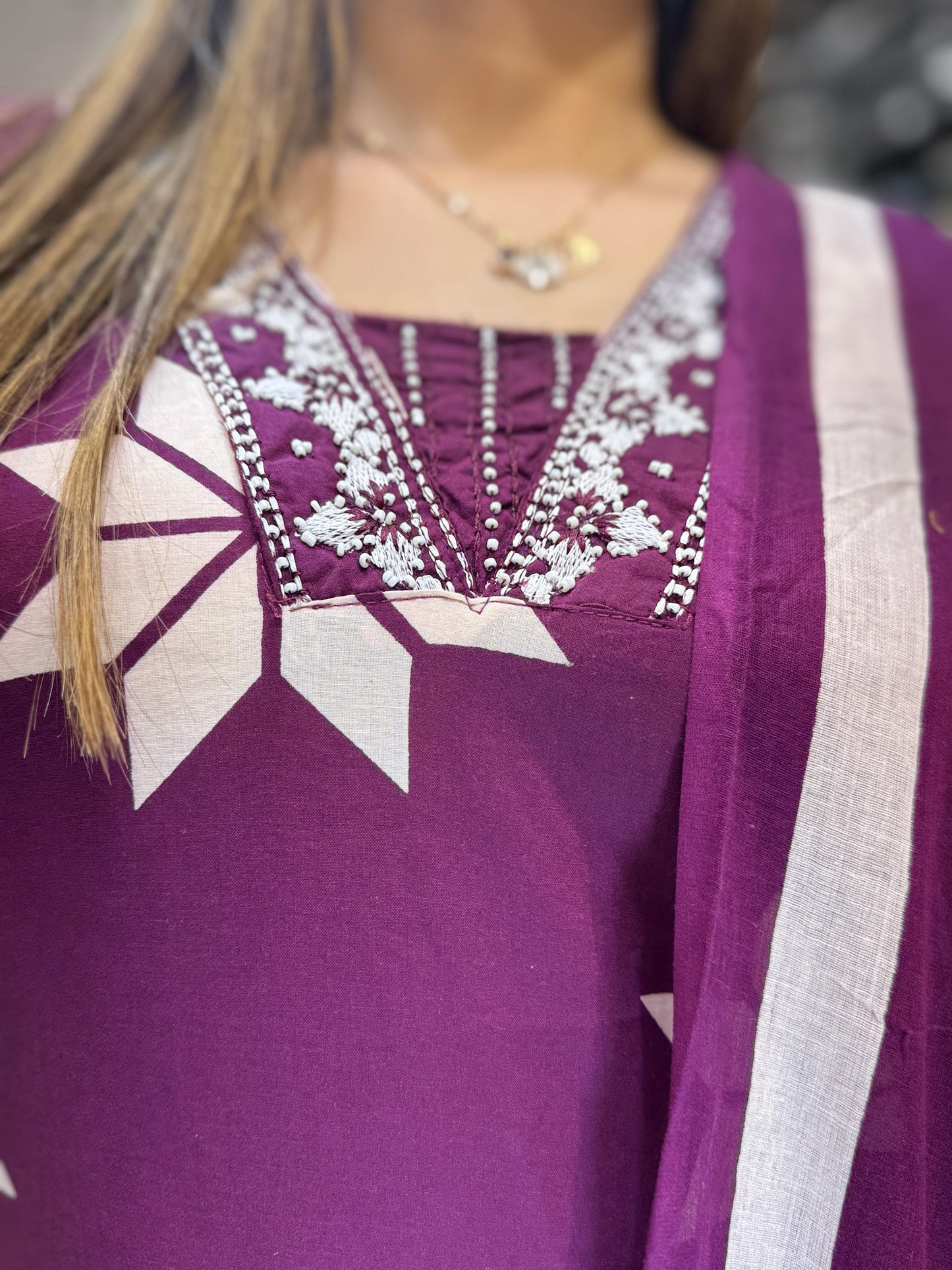 Jaipuri Cotton Wine 3pc Set