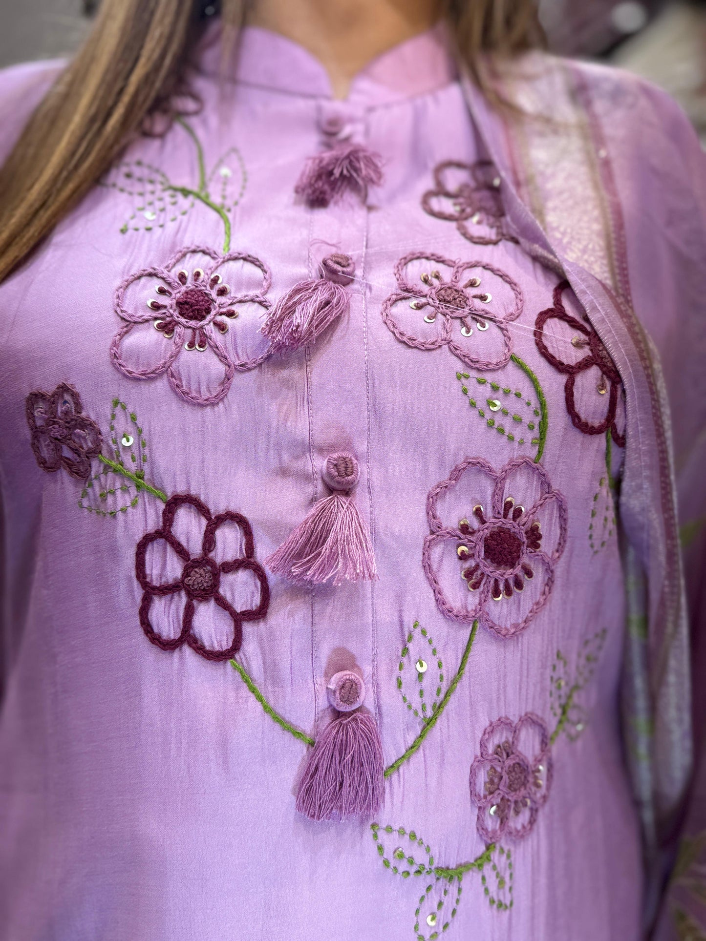 Surat Mull Chanderi Lilac 3pc Set