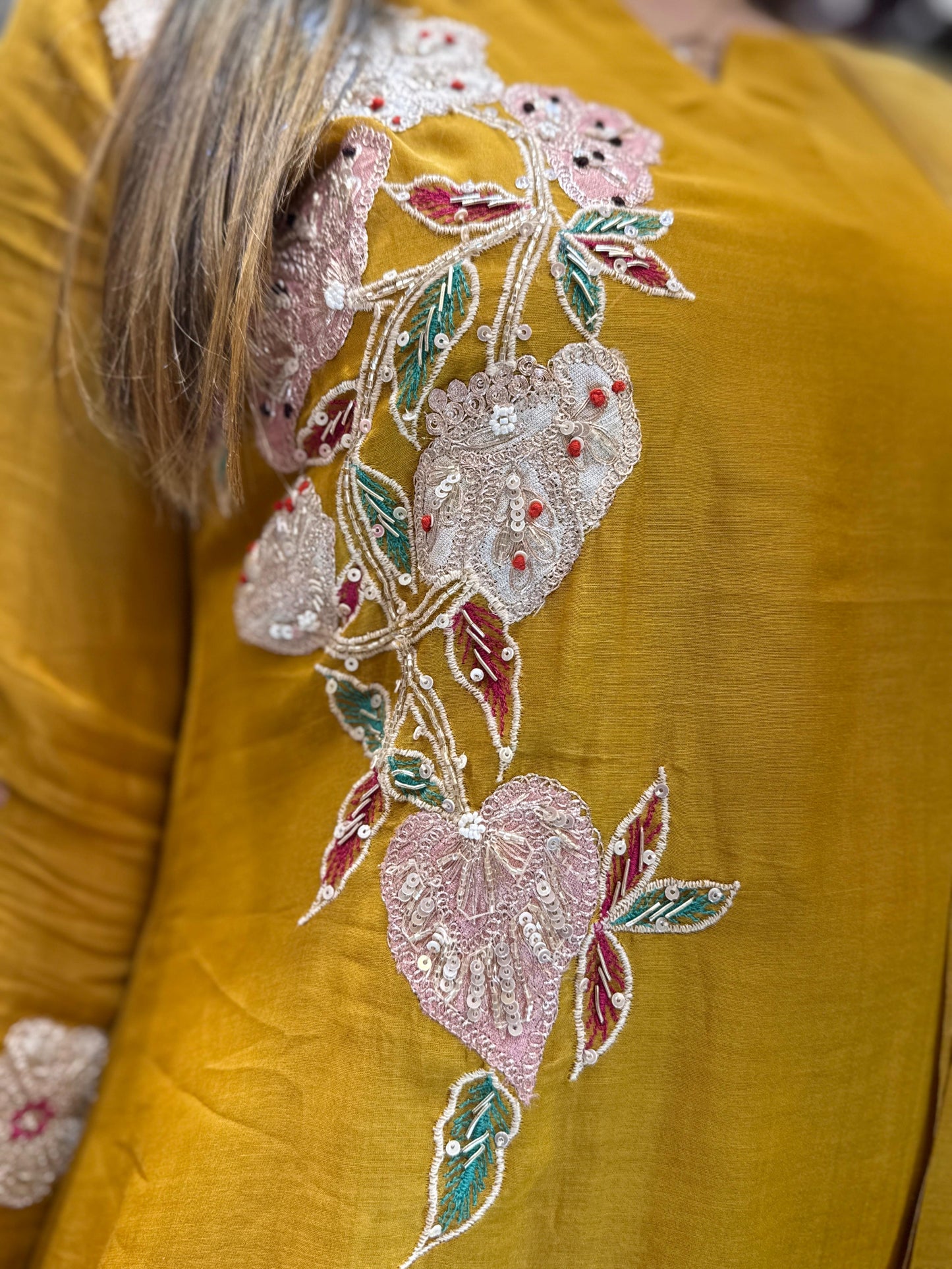 Banaras Mull Chanderi Yellow 3pc Set