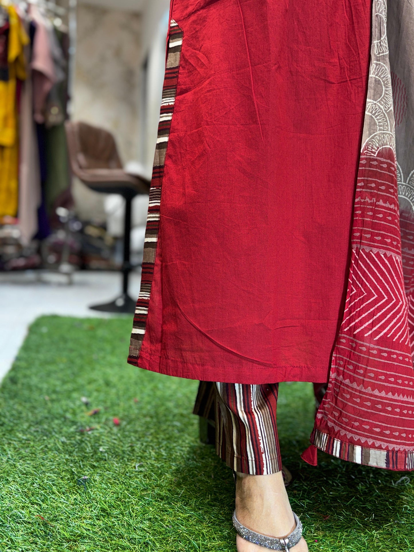 Sluv Cotton Maroon 3pc Set