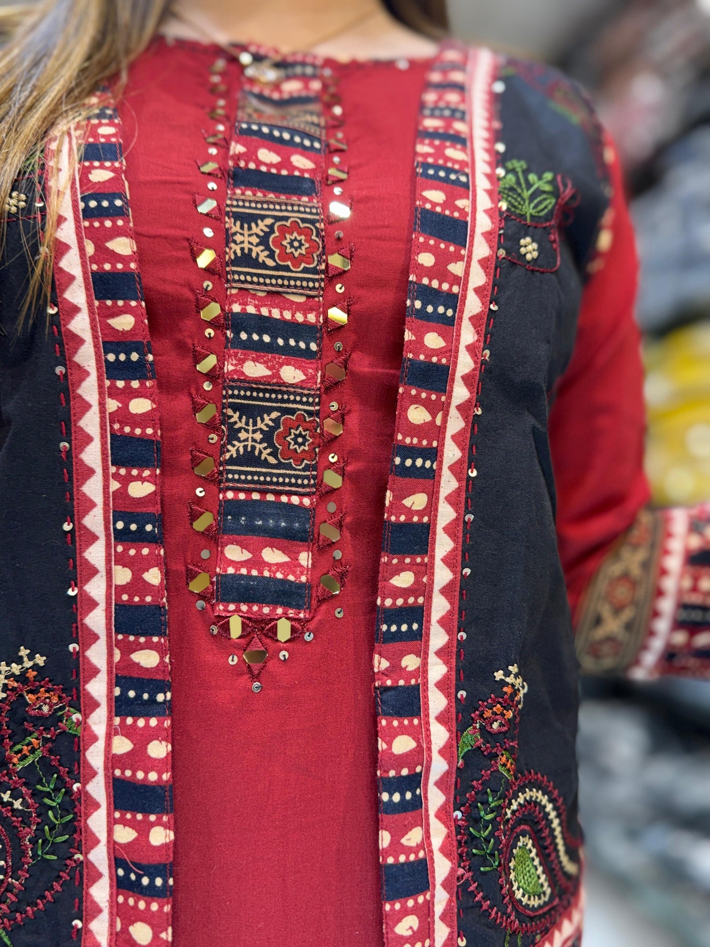 Sluv Cotton Maroon 3pc Set