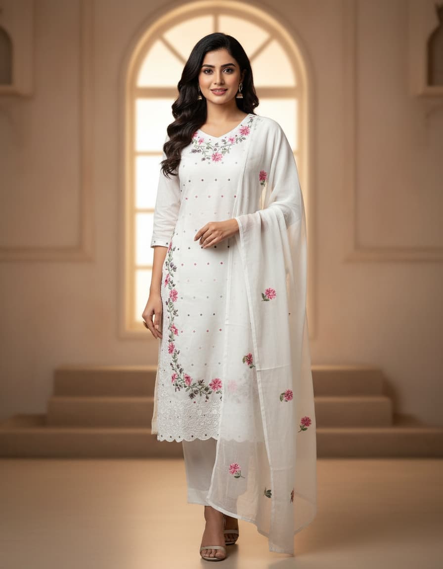 Doby Cotton Pearl White 3pc Set