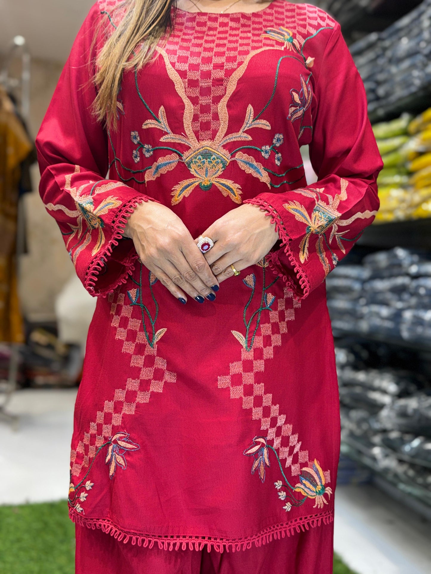 German Rayon Red 2pc Set