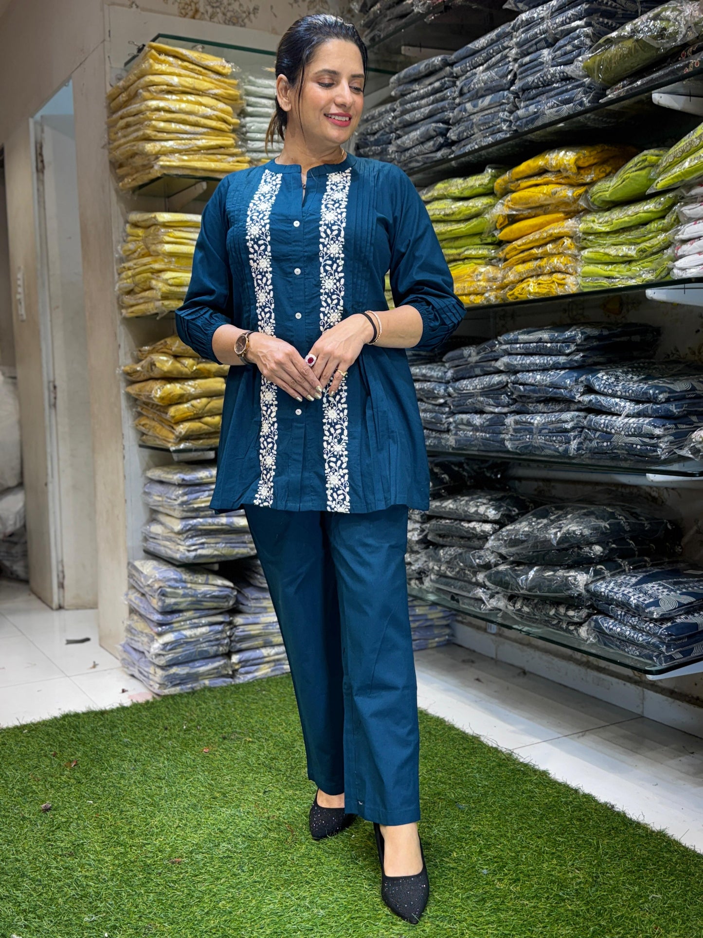 Cotton Teal Blue 2pc Set