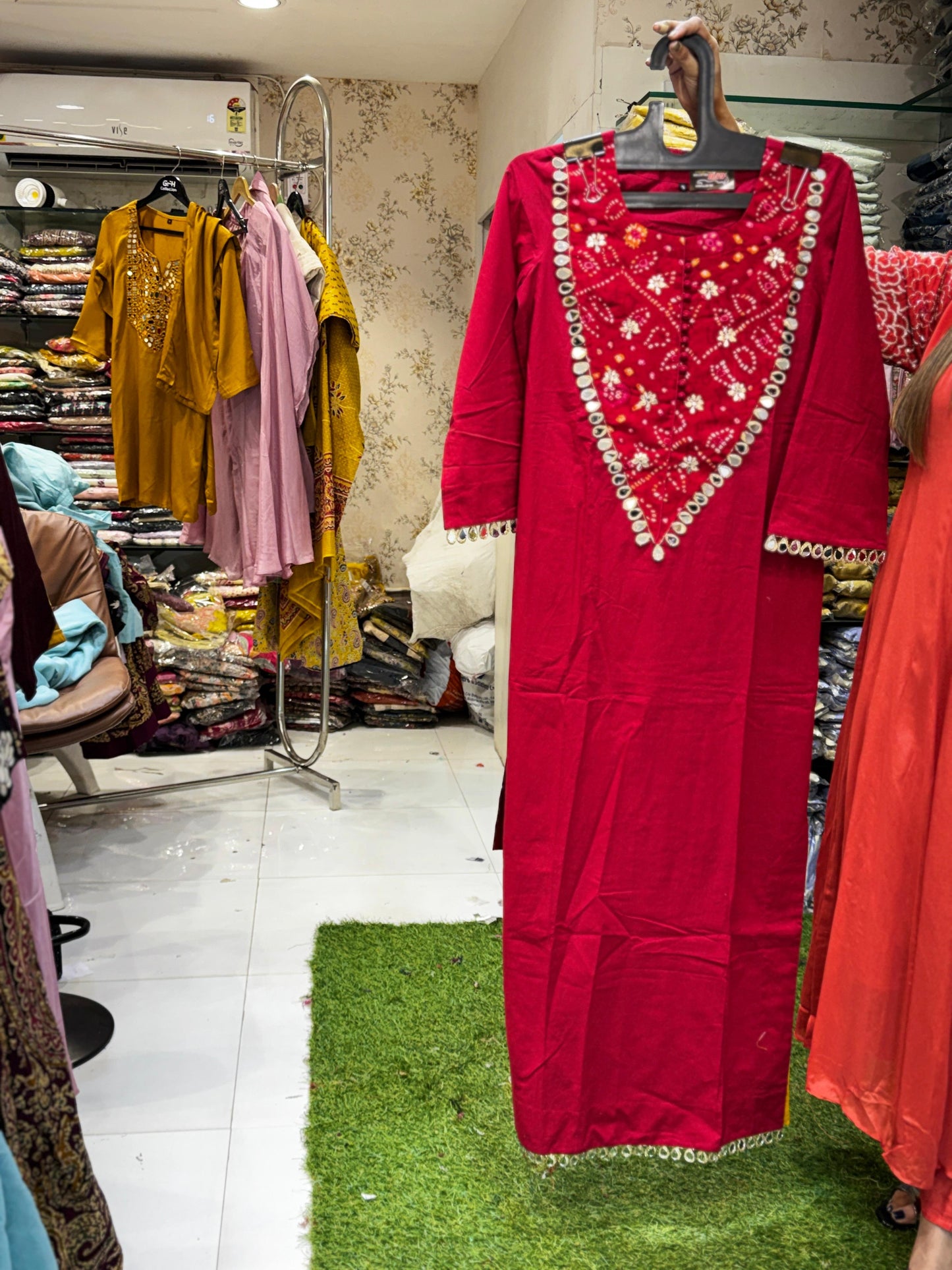 Cotton Georgette Red 2pc Set