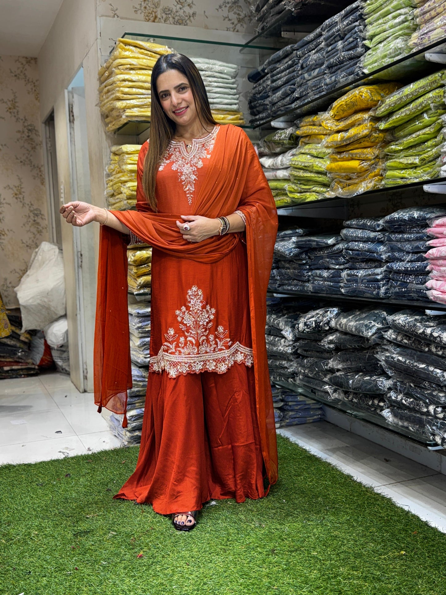 Dola Silk Rust Orange 3pc Set