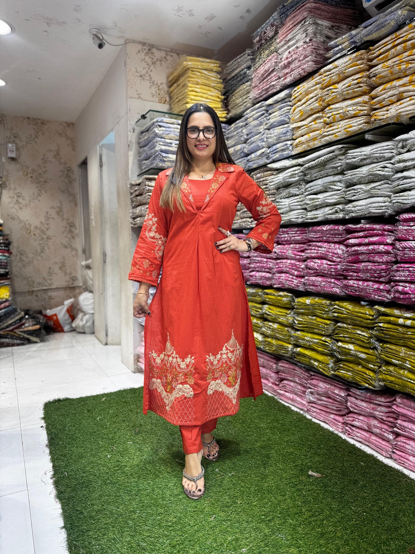 Pure Cotton Rust Orange 2pc Set