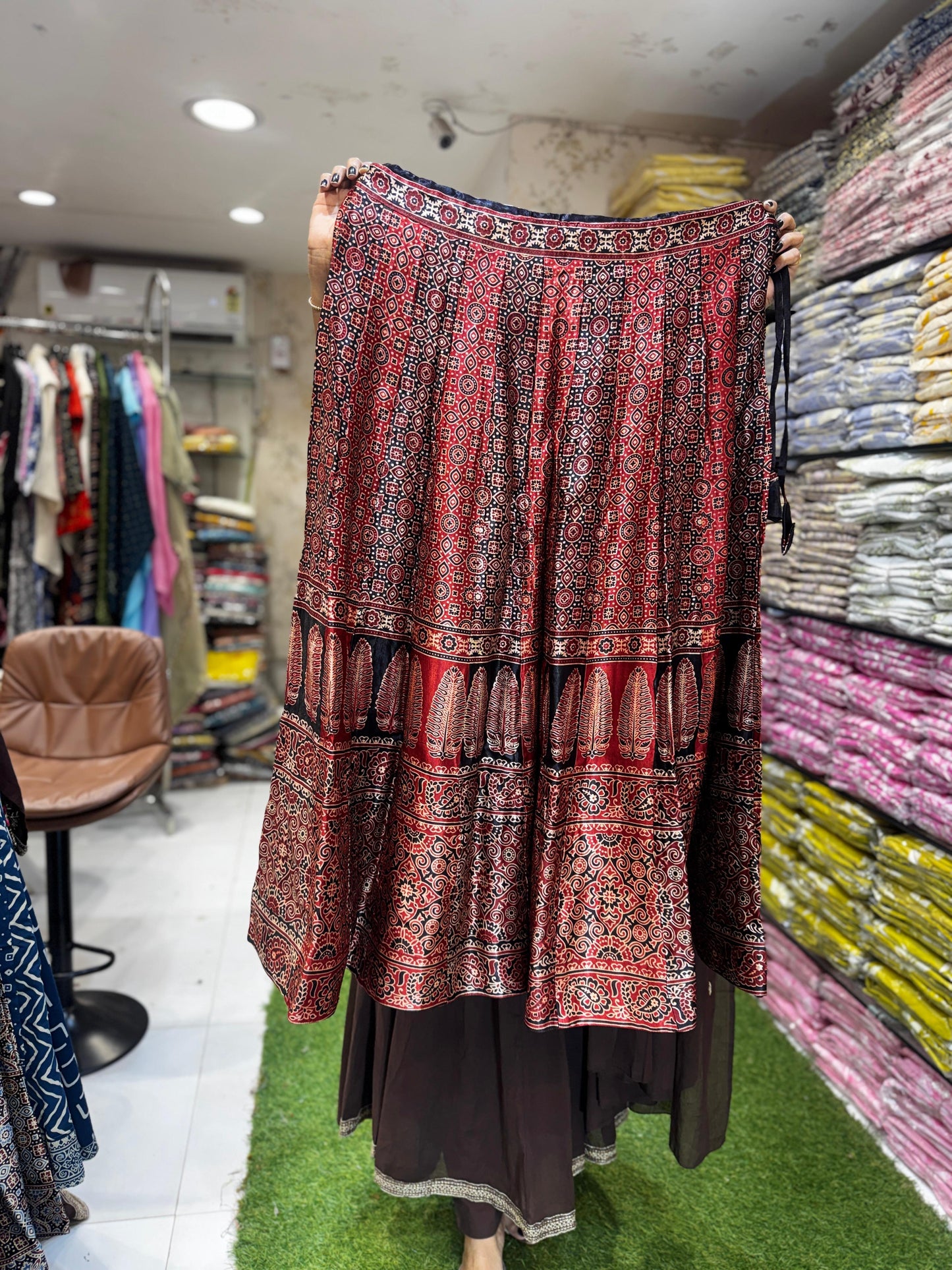 Satin Gaji Maroon Skirt