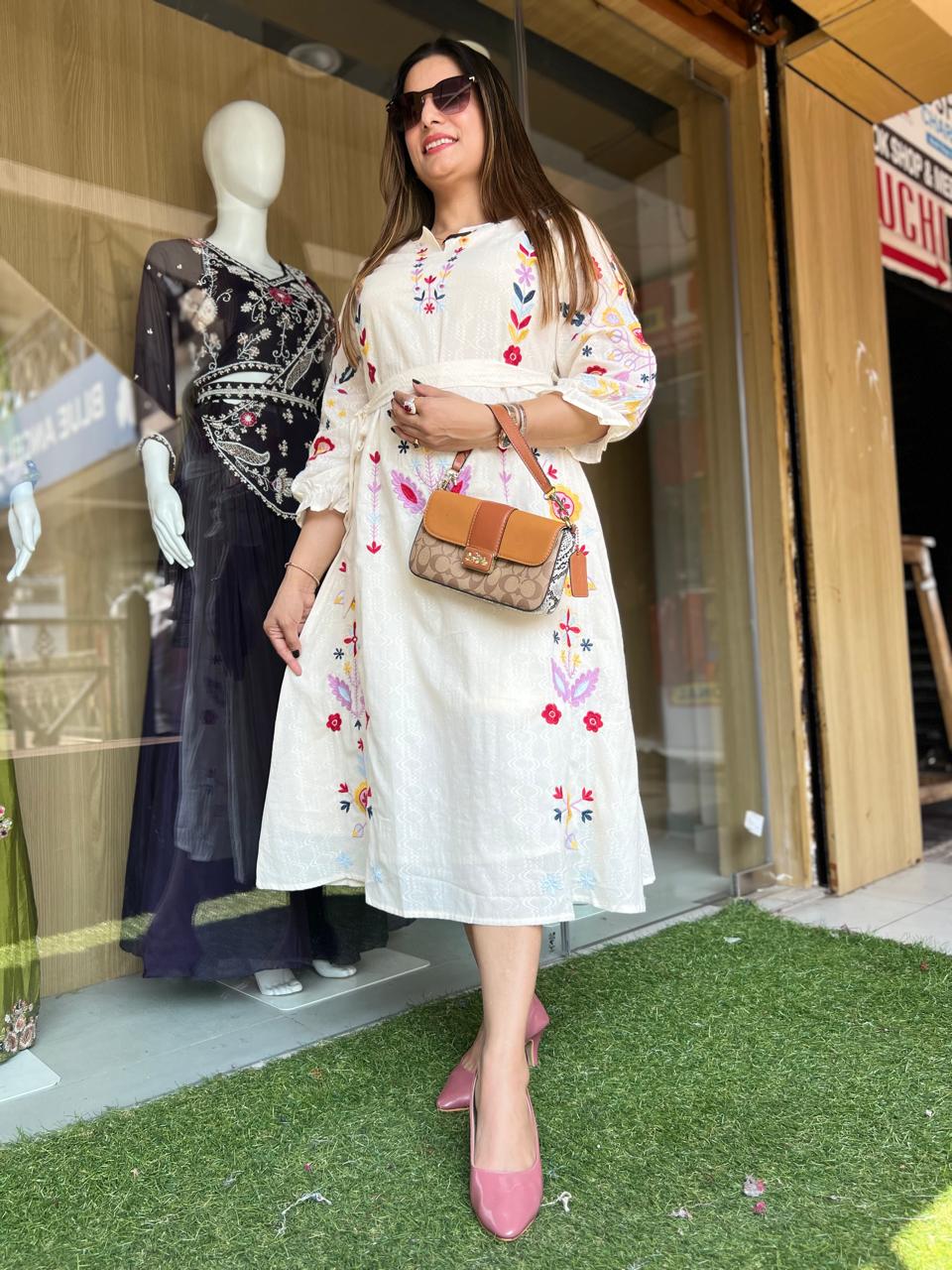 Pure Doby Cotton Off White Midi