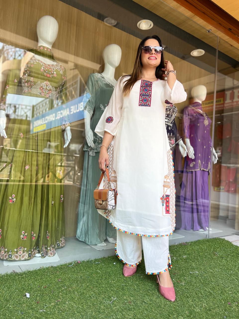 Mull Chanderi Off White 2pc Set