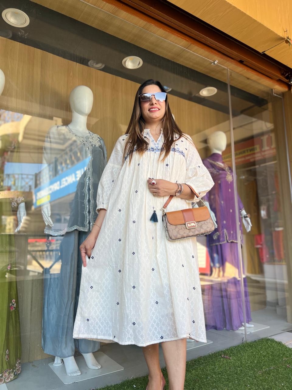 Pure Doby Cotton Off White Midi