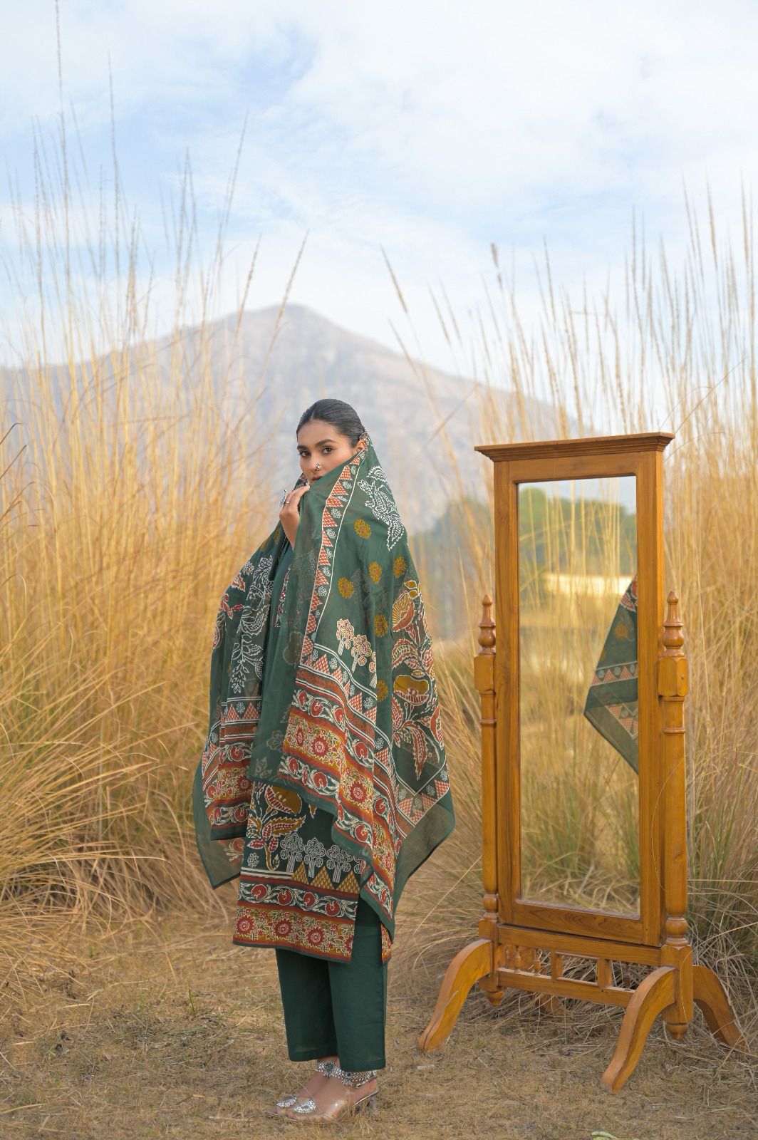 Jaipuri Cotton Green 3pc Set