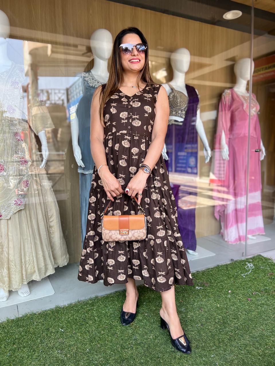 Pure Cotton Dark Brown Midi