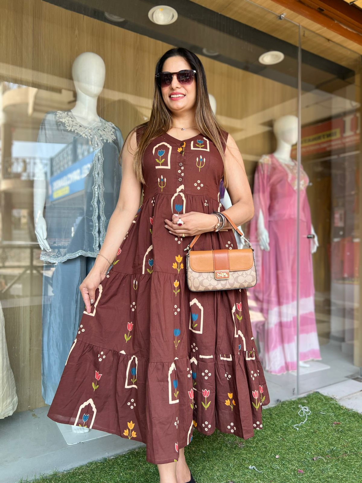 Pure Cotton Brown Midi