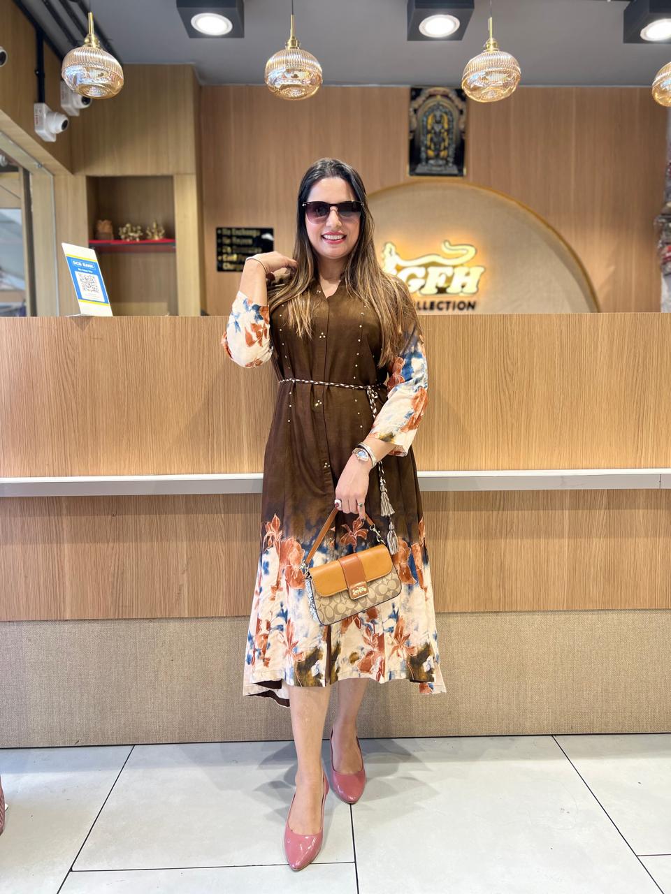 Pure German Rayon Choclate Brown Midi