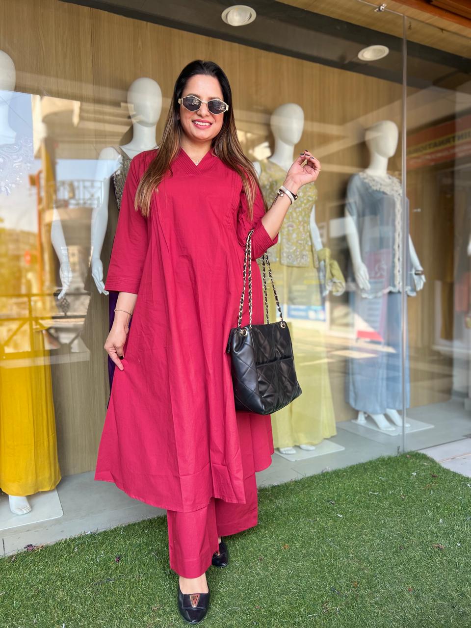 Pure Slub Cotton Red 2pc Set