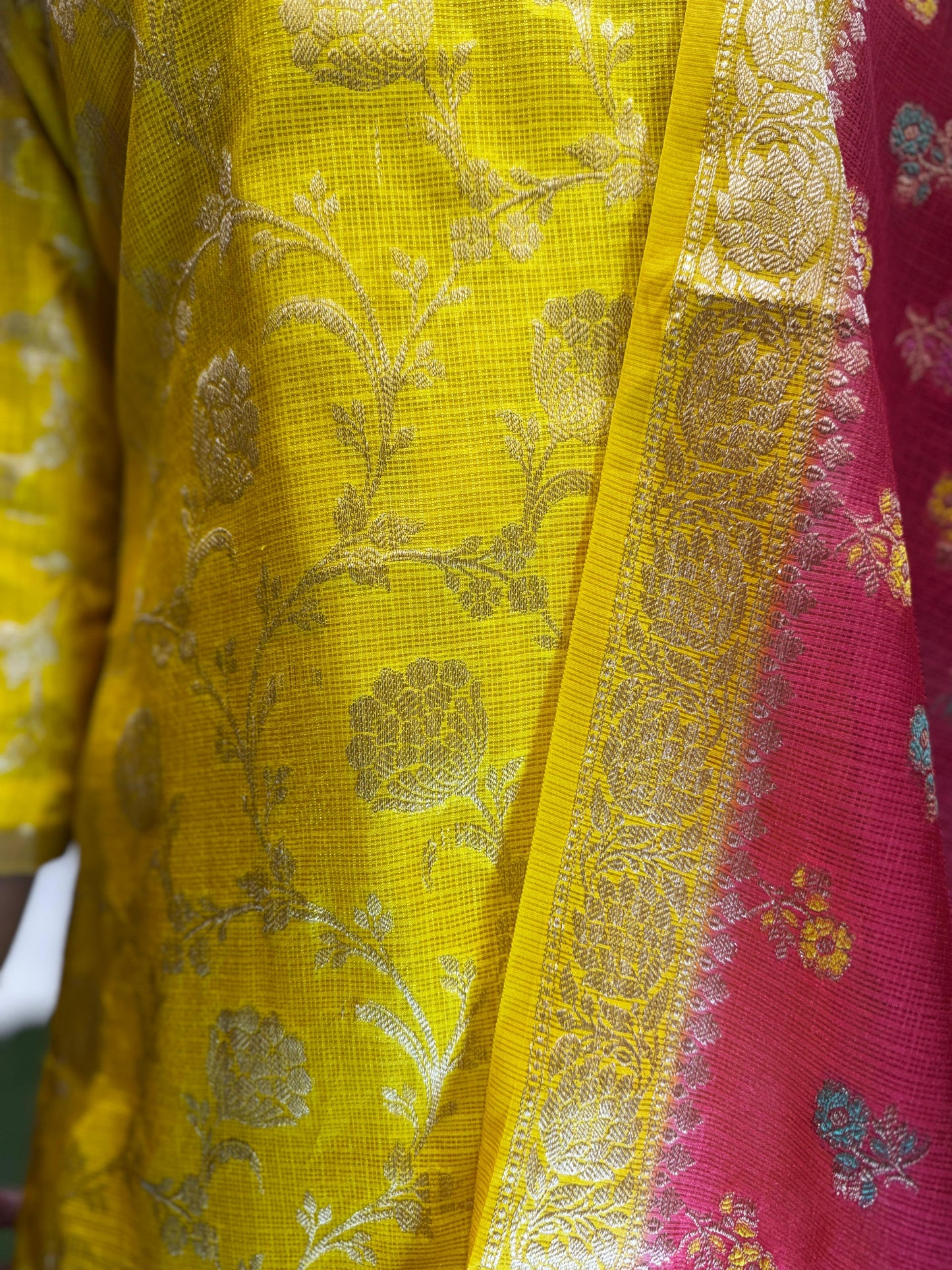 Pure Kota Doria Yellow 3pc Set