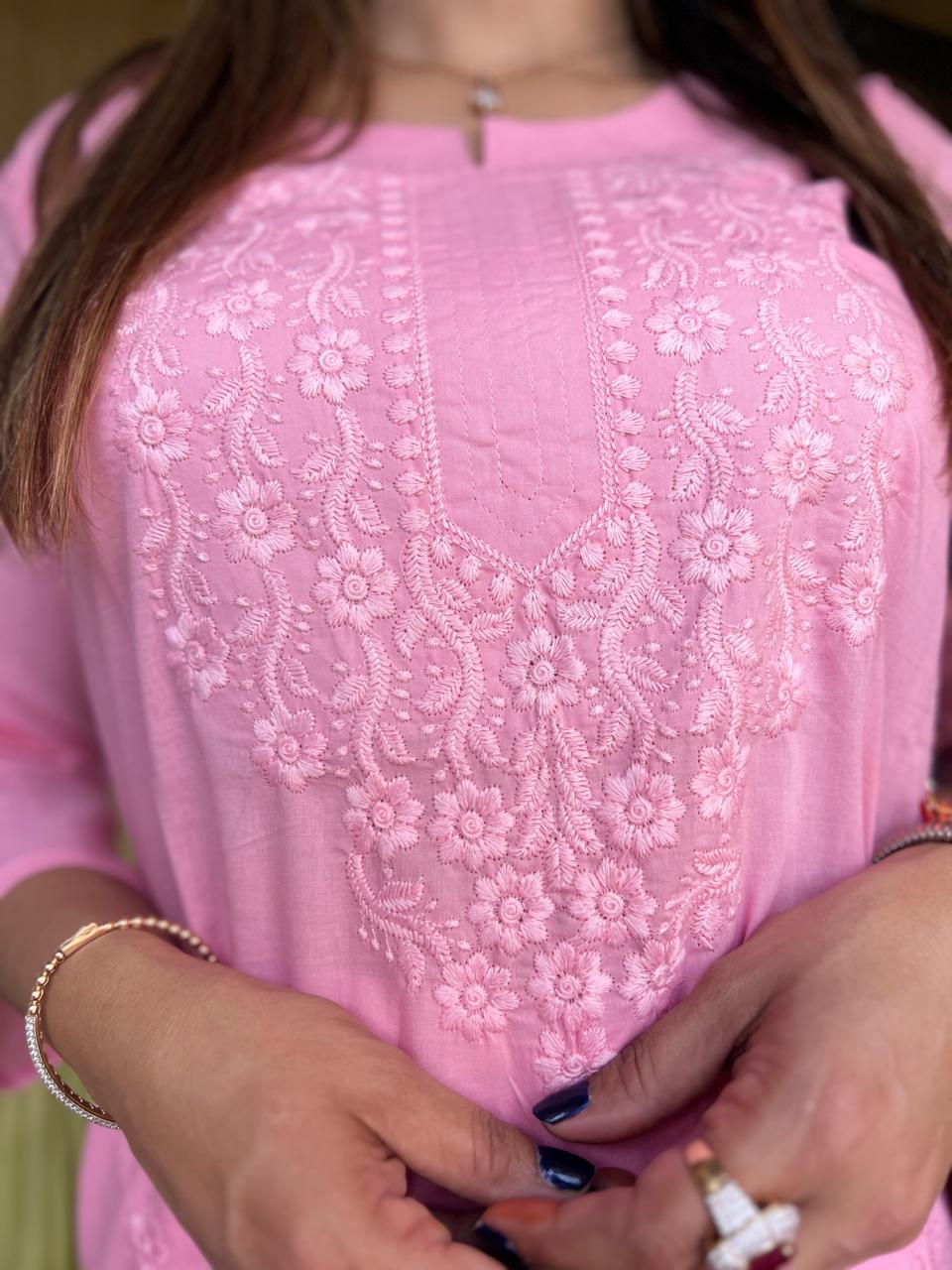 Pure Cotton Baby Pink One Piece Kurti