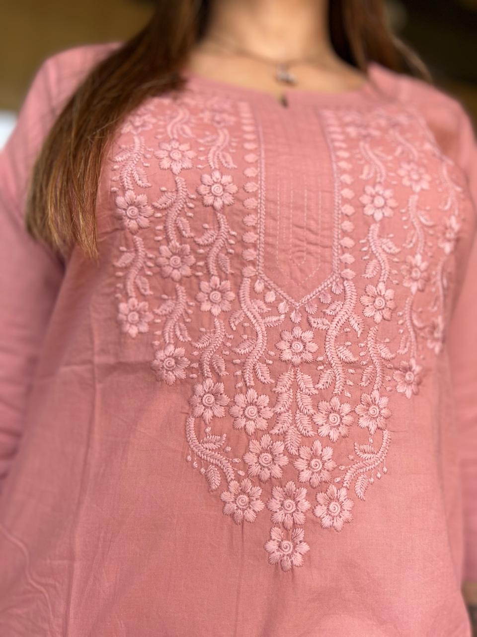 Pure Cotton Peach One Piece Kurti