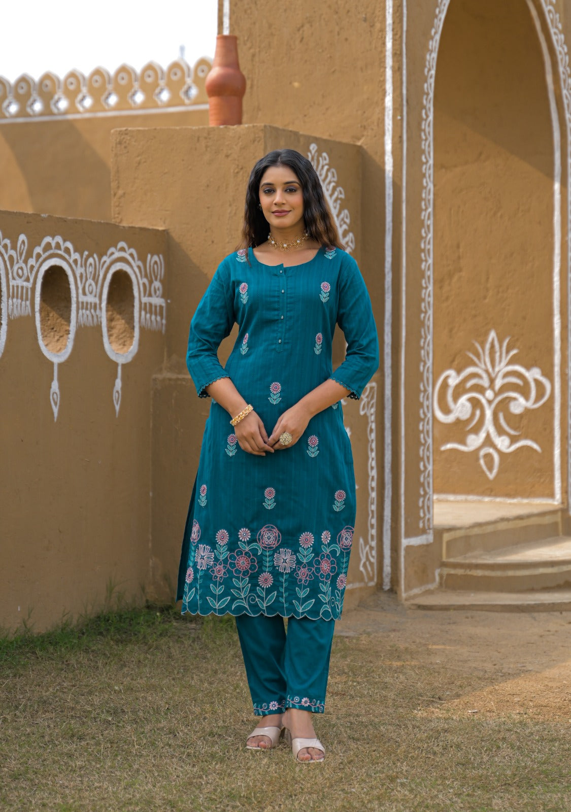 Pure Cotton Peacock Green 3pc Set