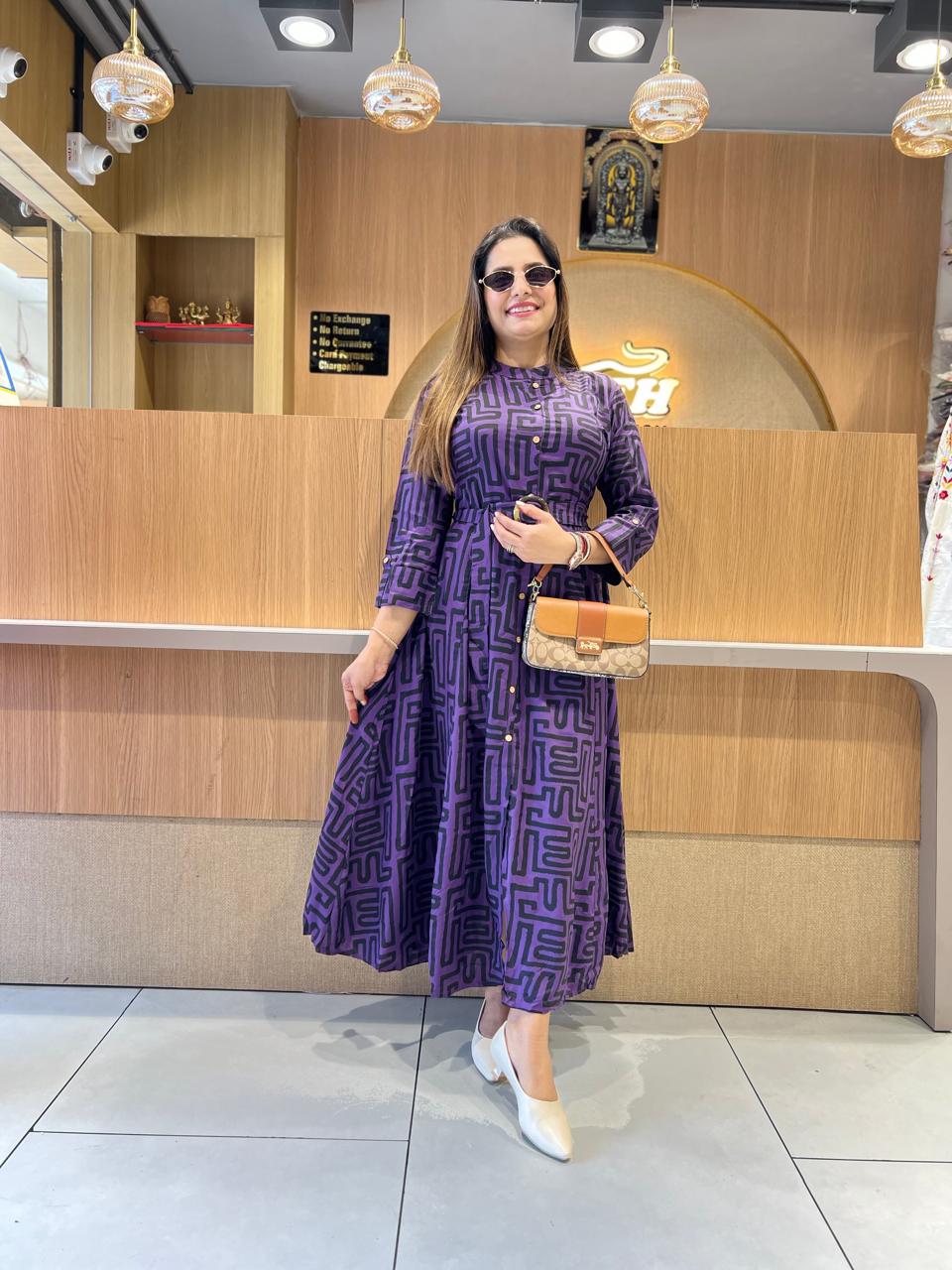 Pure German Rayon Purple Midi