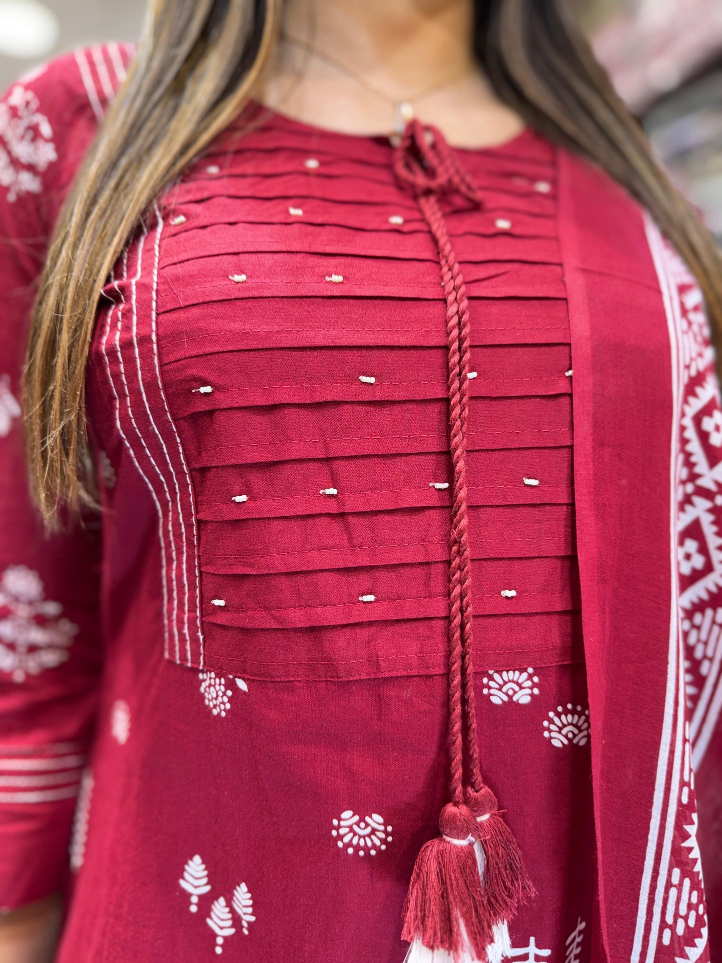Pure Cotton Dark Red 3pc Set