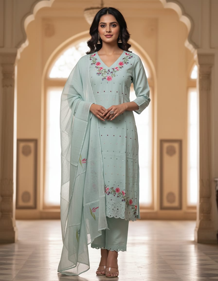 Doby Cotton Light Blue 3pc Set