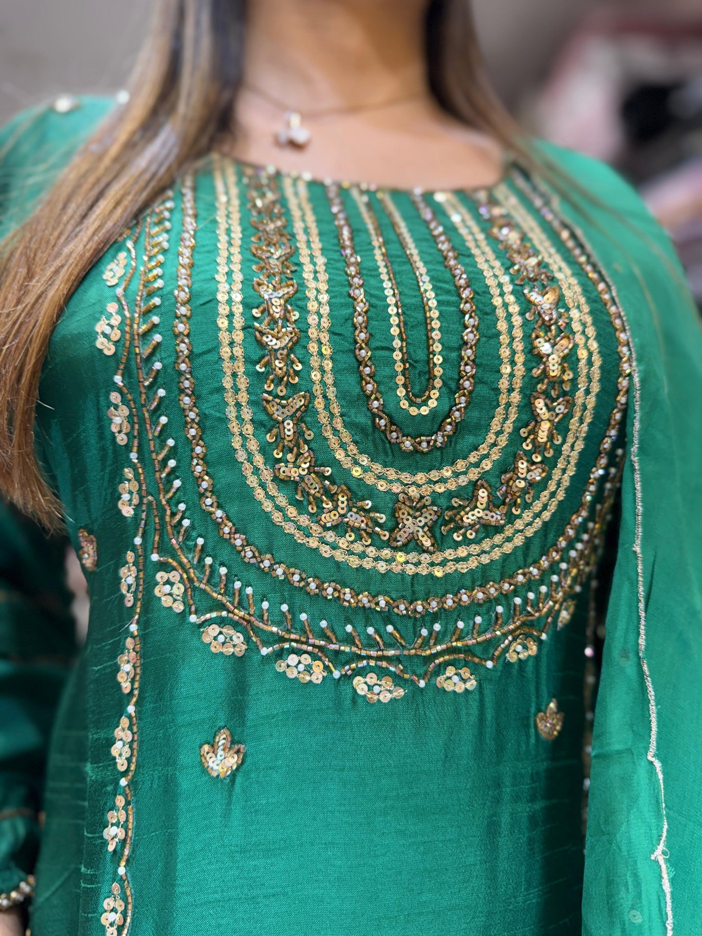 Pure Dola Silk Green 3pc Set