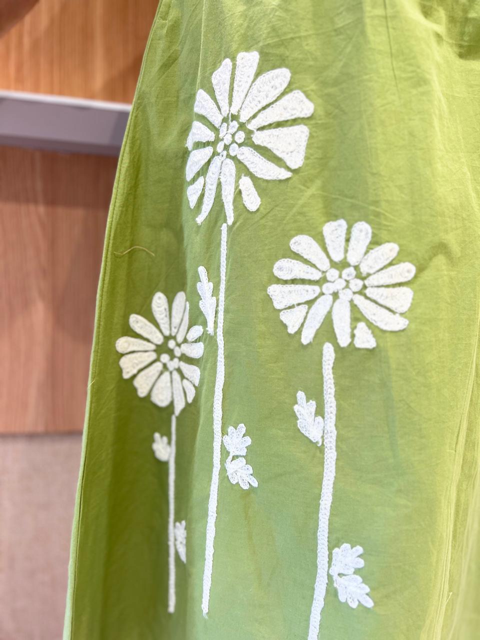 Pure Cotton Pista Green Midi