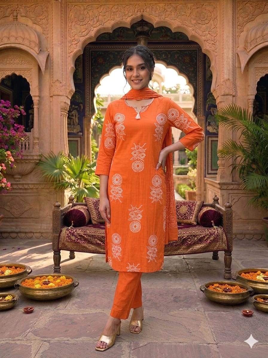 Pure Cotton Orange 3pc Set