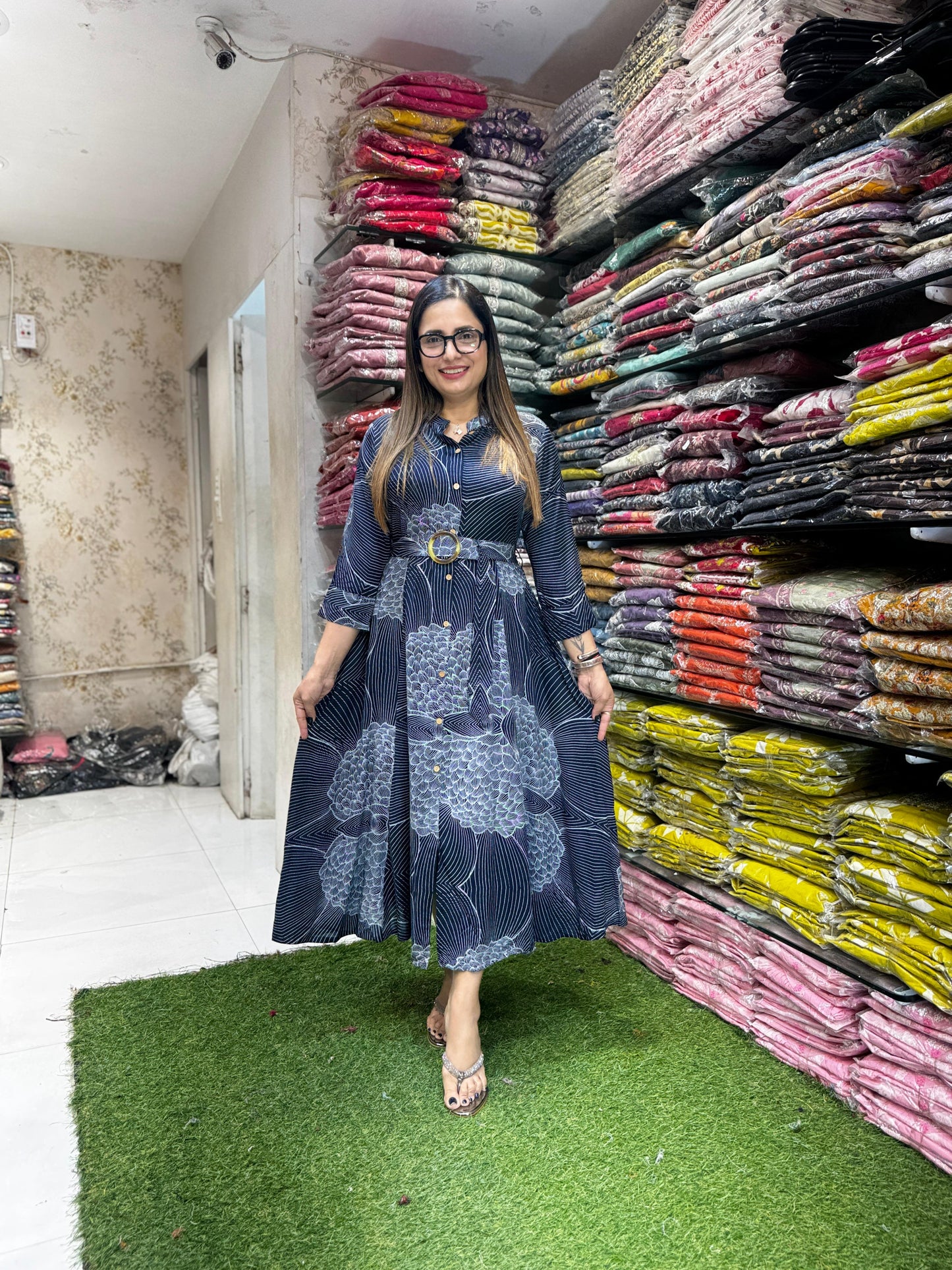 Pure German Rayon Dark Navy Blue Midi