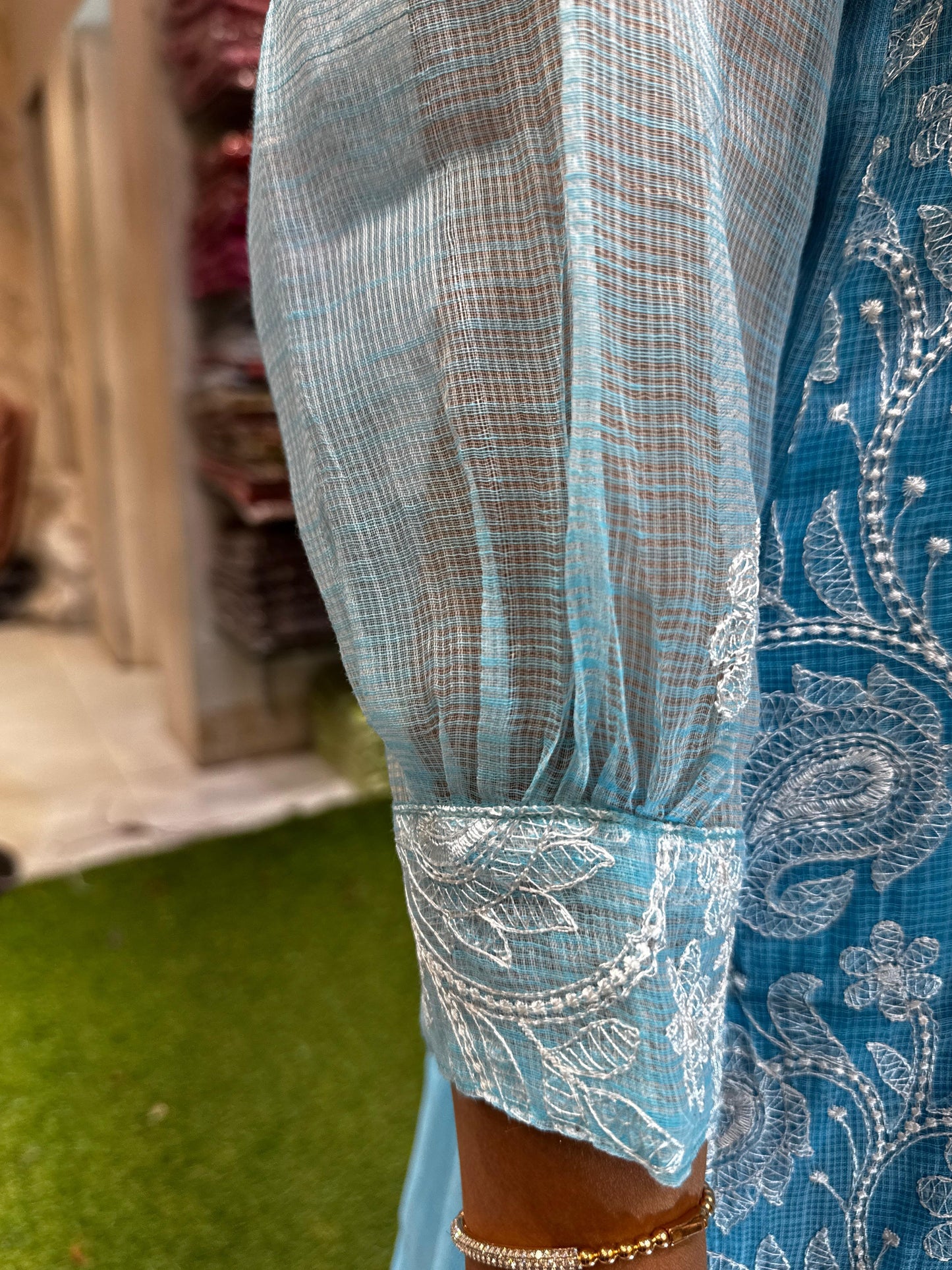 Pure Kota Doria Firozi 2pc Set