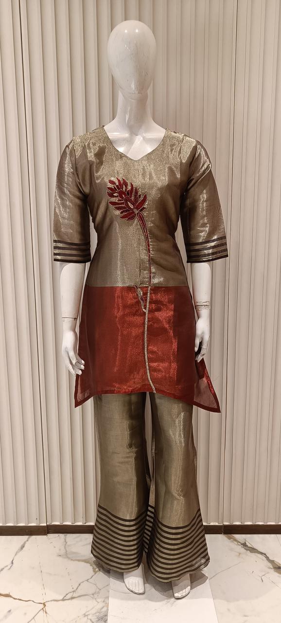 Pure Kanjiwaram Banarasi Copper 2pc Set