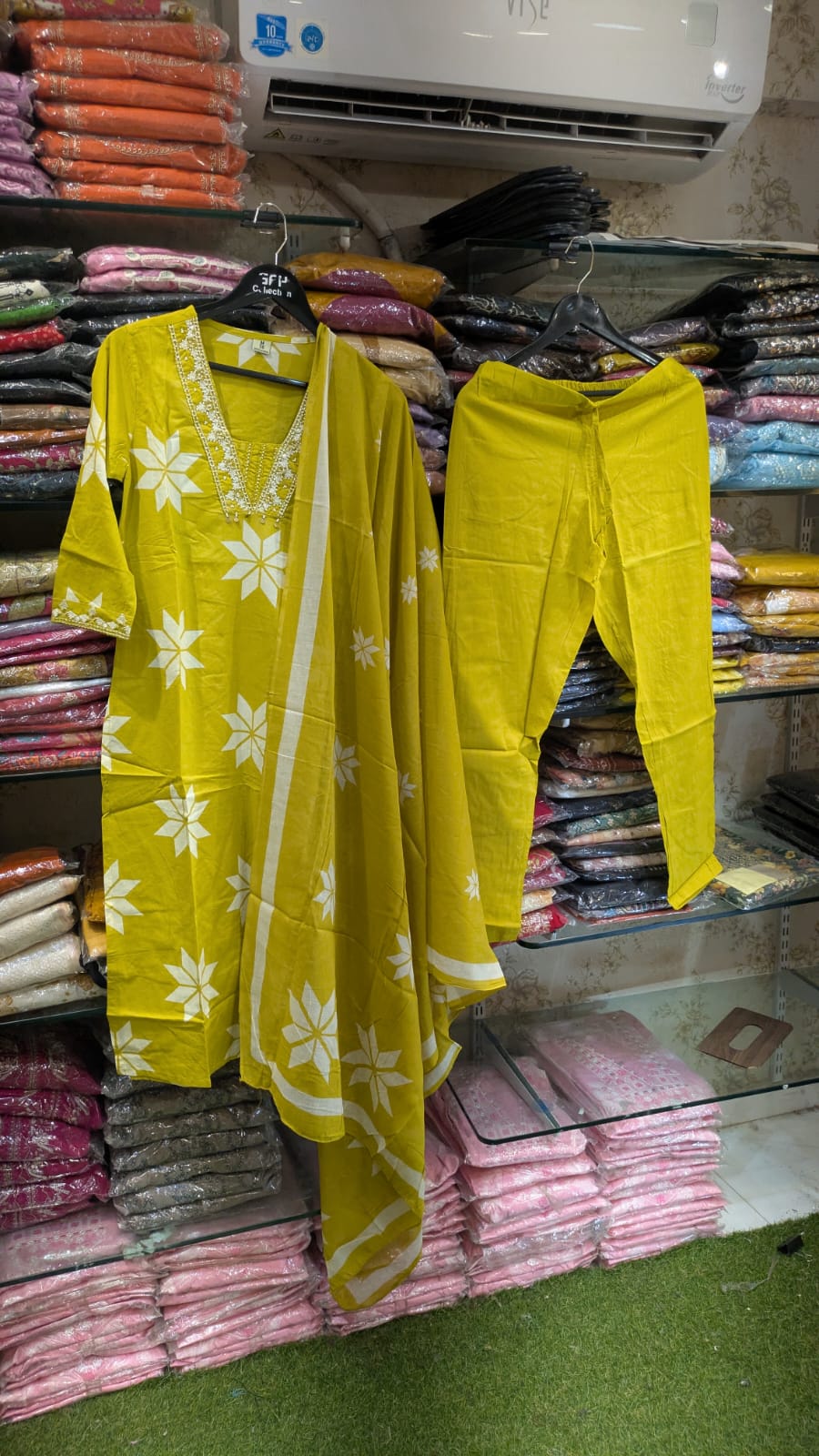 Pure Cotton Mustard Green 3pc Set