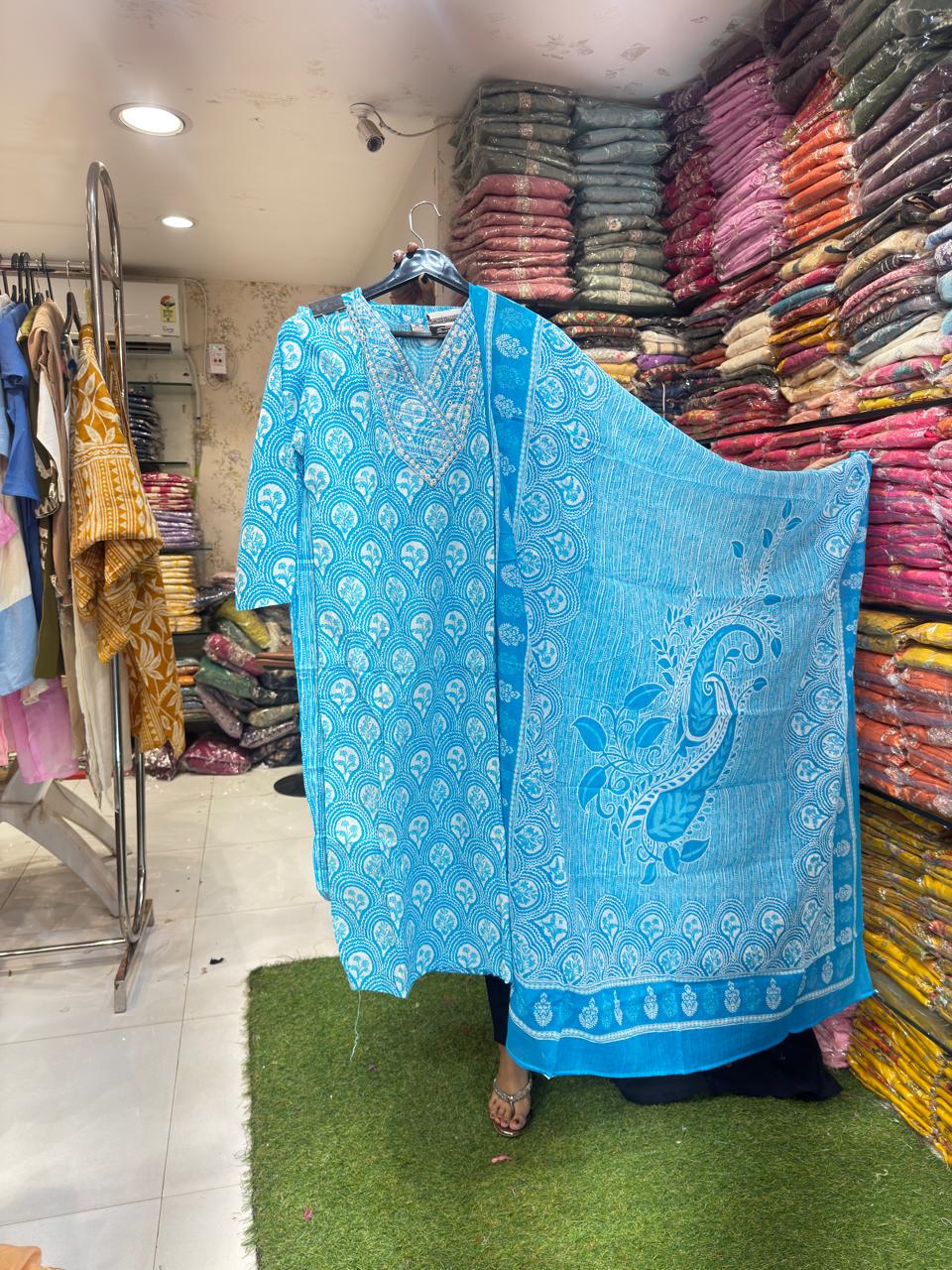 Pure Cotton Firozi 3pc Set