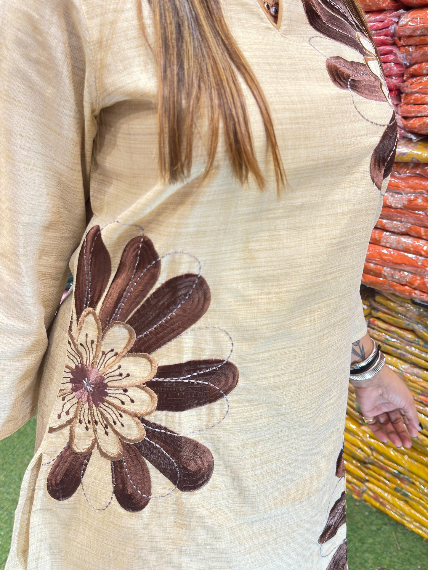 Pure Handloom Cotton Beige 2pc Set