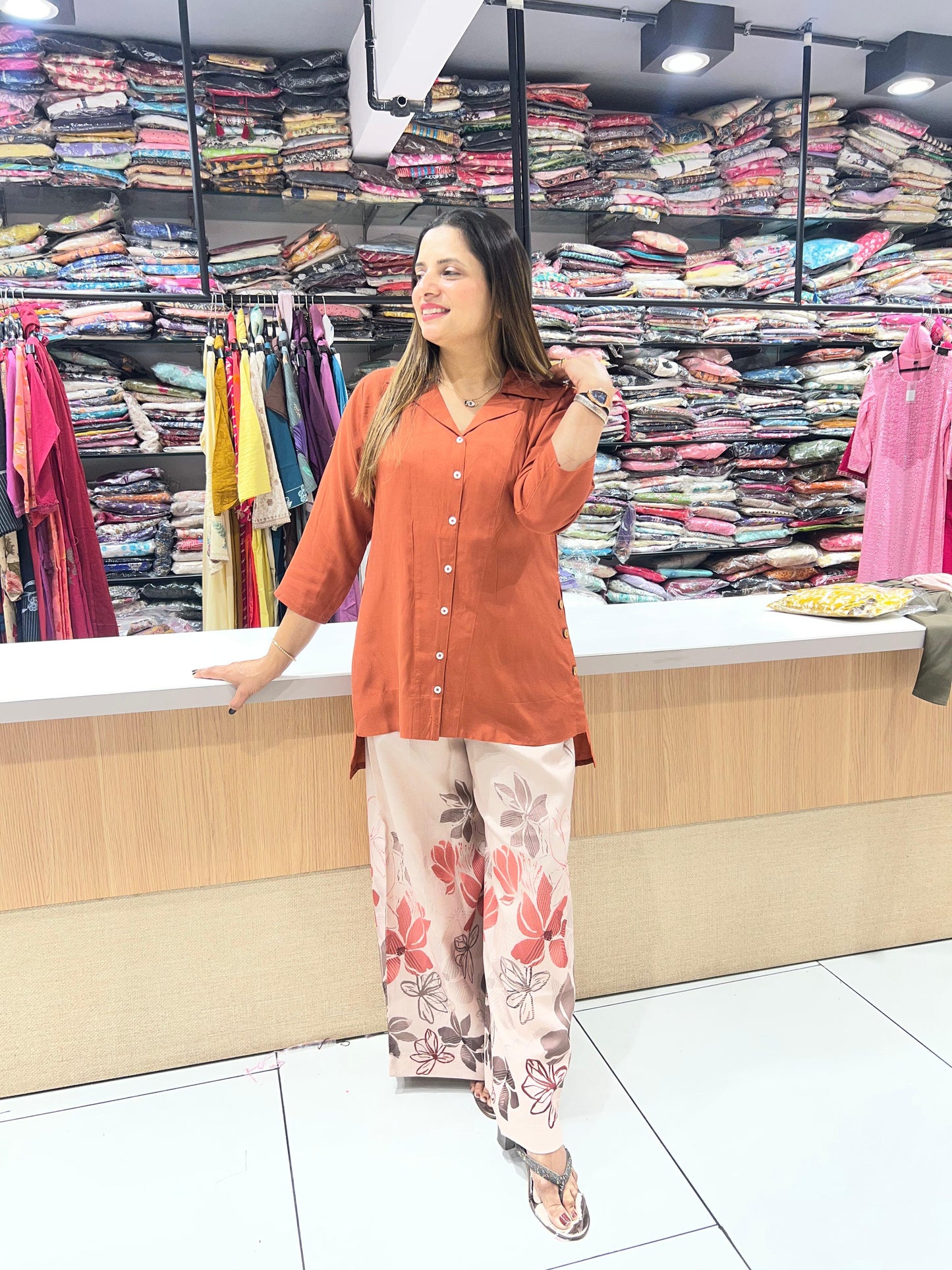 Pure Muslin Rust 2pc Set