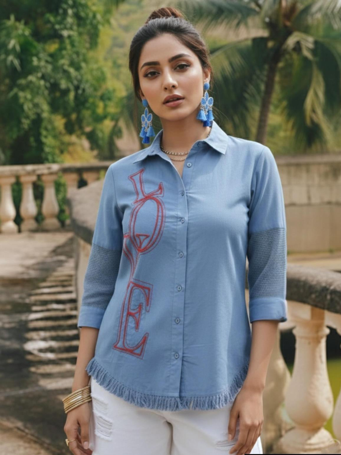 Pure Cotton Blue Shirt