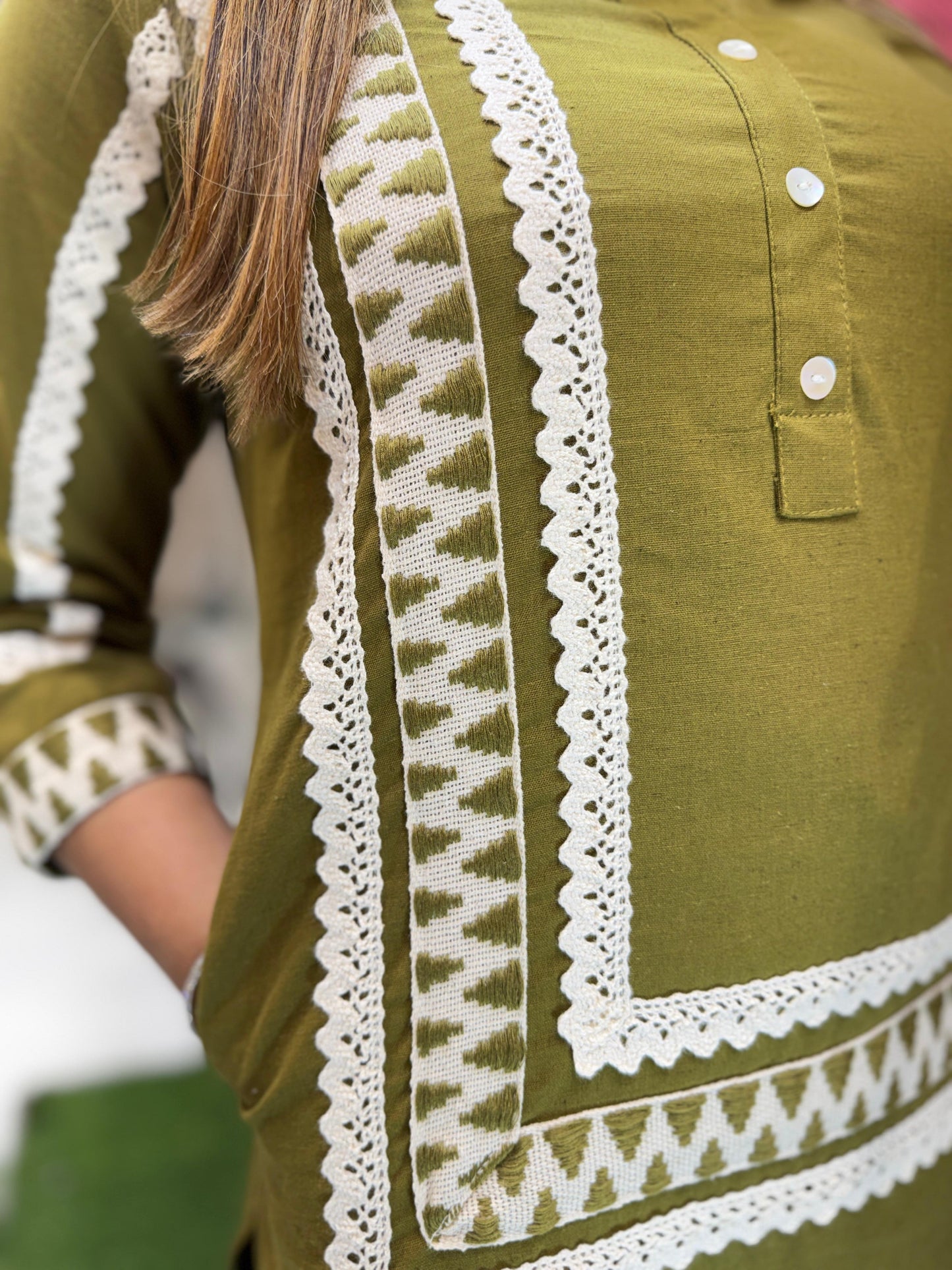 Pure Cotton Mahendi Green 2pc Set