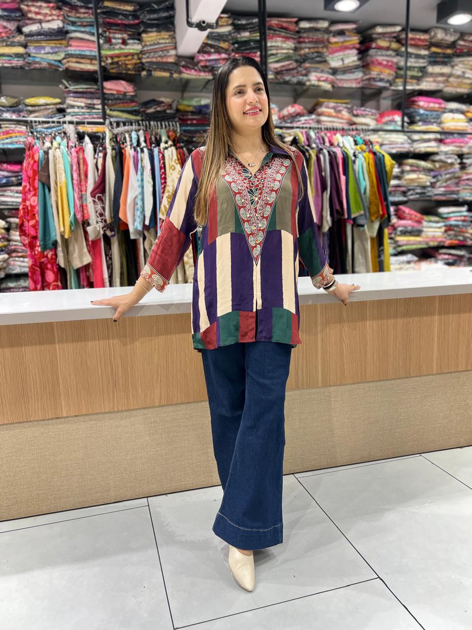 Pure Crep Multi Color Shirt (purple color)