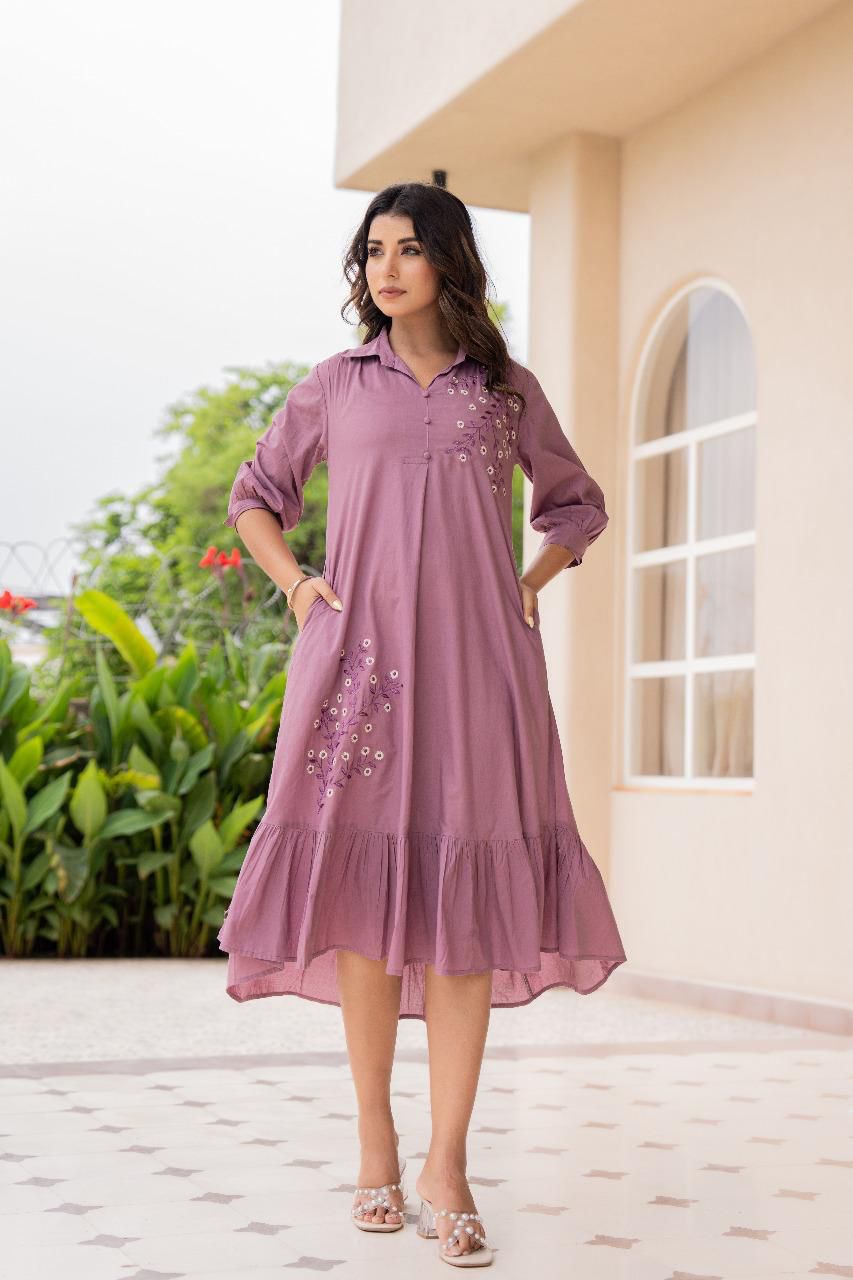 Pure Cotton Purple Midi