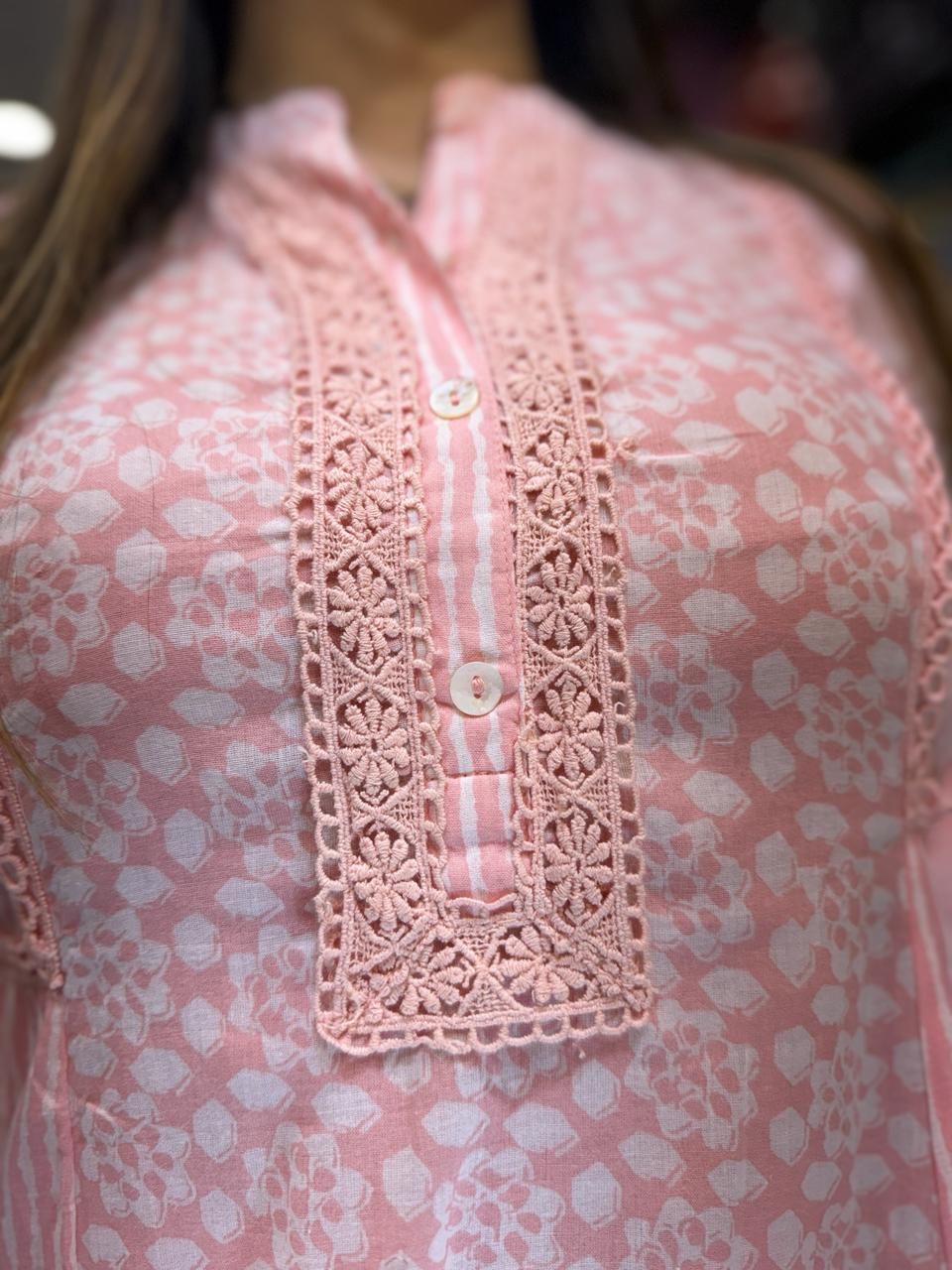 Pure Mull Cotton Peach Pink 2pc Set