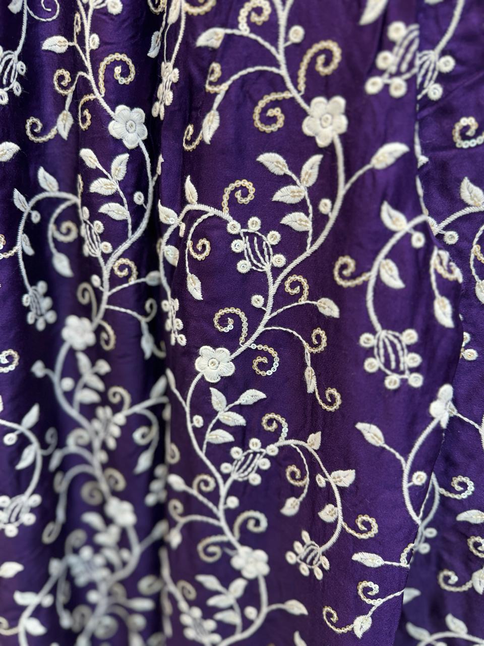 Pure Gaji Silk Purple Up And Down 2pc Set