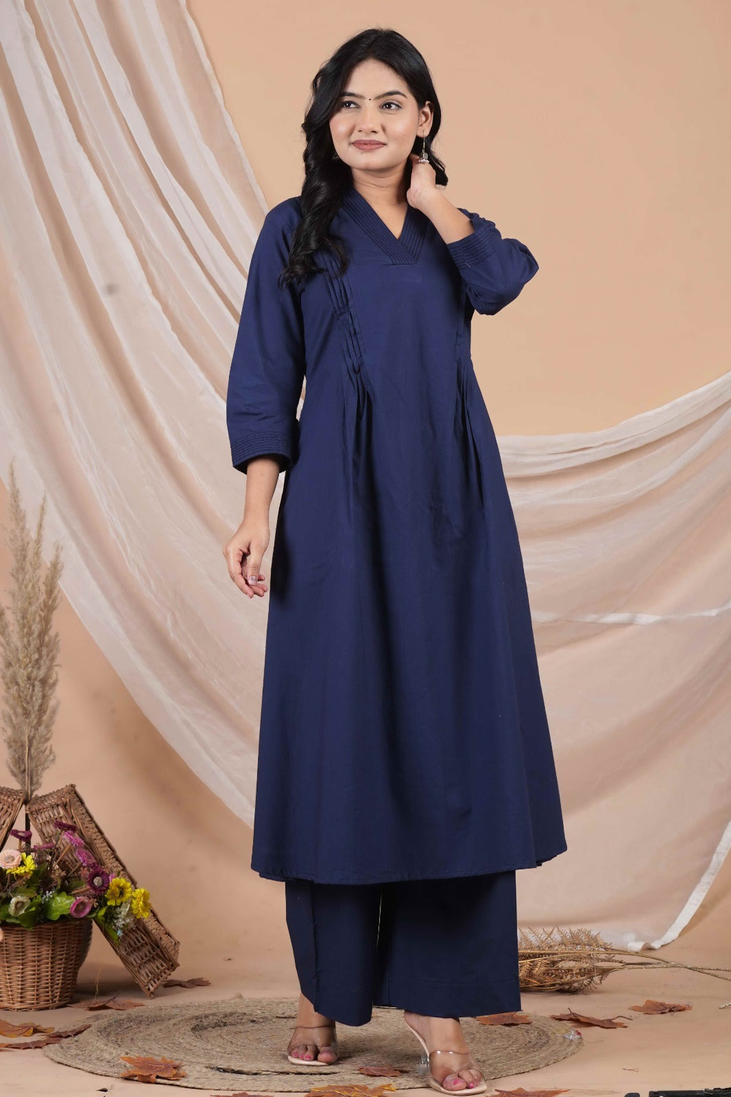 Pure Slub Cotton Navy Blue 2pc Set